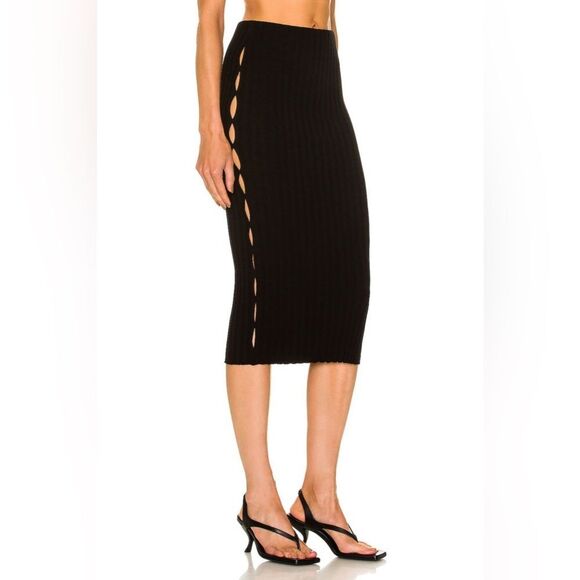 NWT Cotton Citizen Capri Cut Out Midi Skirt in Jet Black - Picture 5 of 8